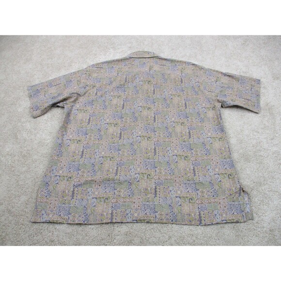 Tori Richard Shirt Mens Large L Blue Graphic Print Hawaiian Cotton Button Up - Picture 7 of 12